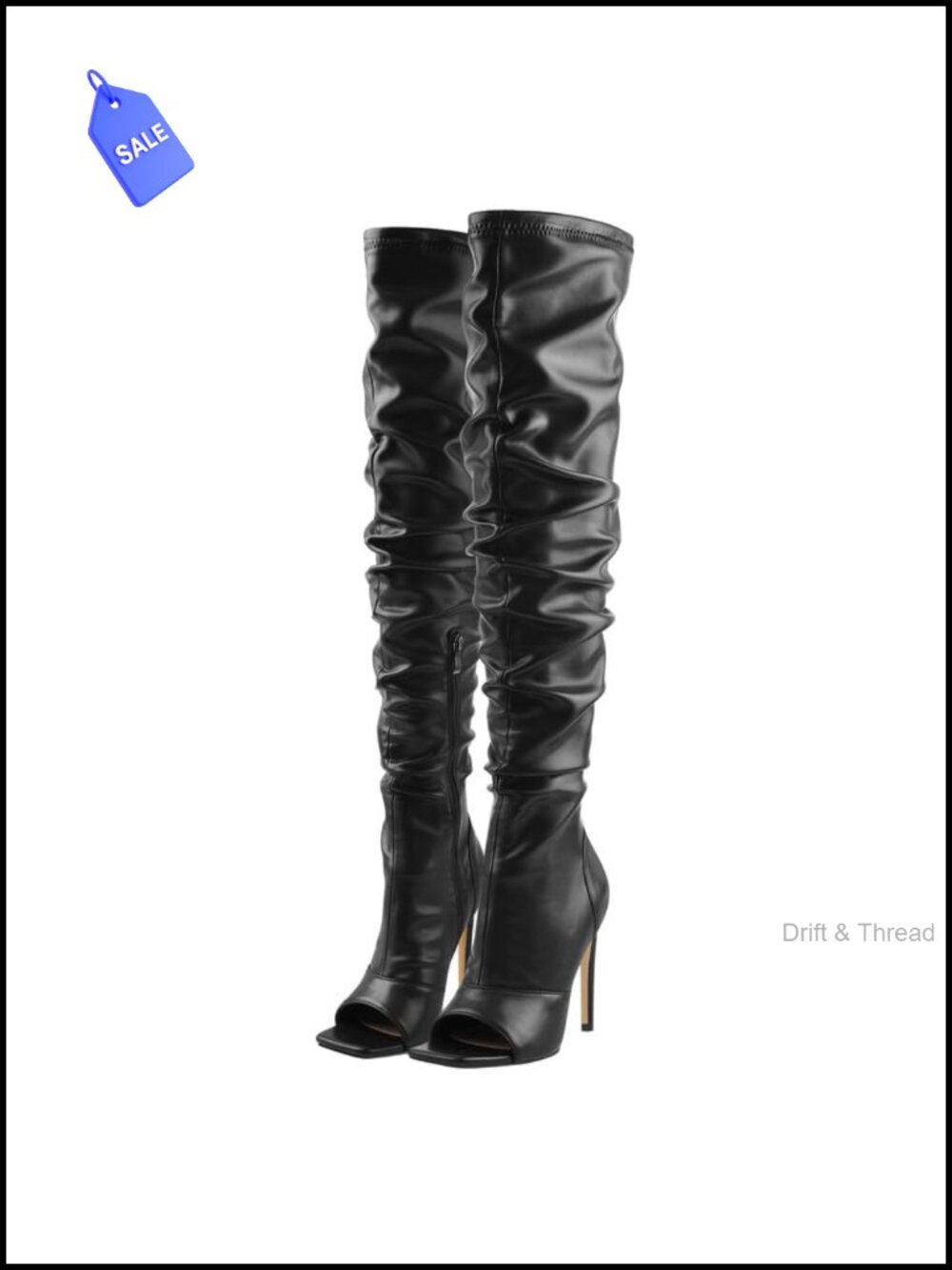 Women's Stiletto Heel Over the Knee Boots Wide Calf Pointed Toe Zipper